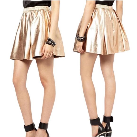 BCBG Rose Gold Skater Skirt Space Core Futuristic - Picture 4 of 7